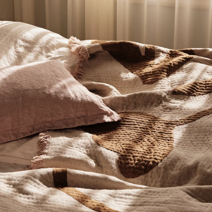 Broste Copenhagen - Rosita Blanket, 130 x 180 cm, golden brown / mauve pink