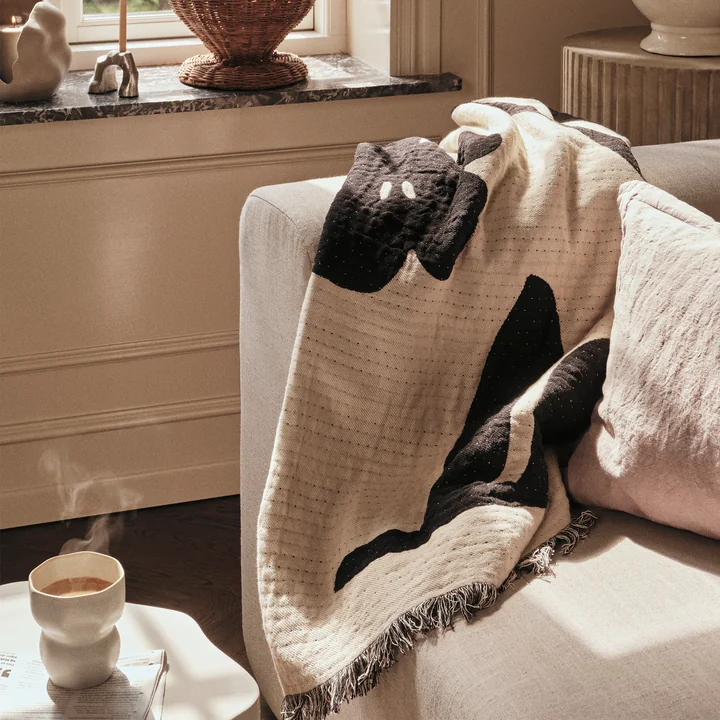 Broste Copenhagen - Rosita Blanket, 130 x 180 cm, black / off-white