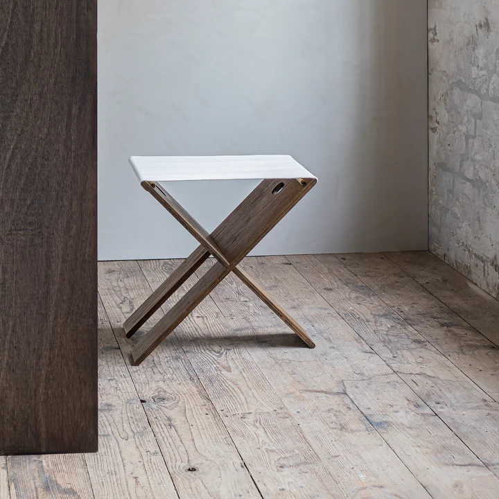 Mette Ditmer - Roots folding stool, dark oiled oak veneer / canvas