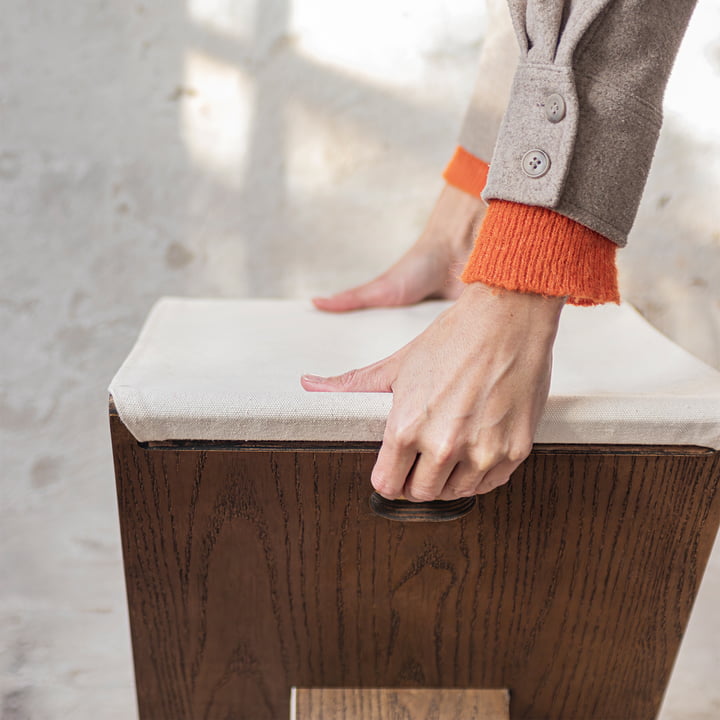 Mette Ditmer - Roots folding stool, dark oiled oak veneer / canvas