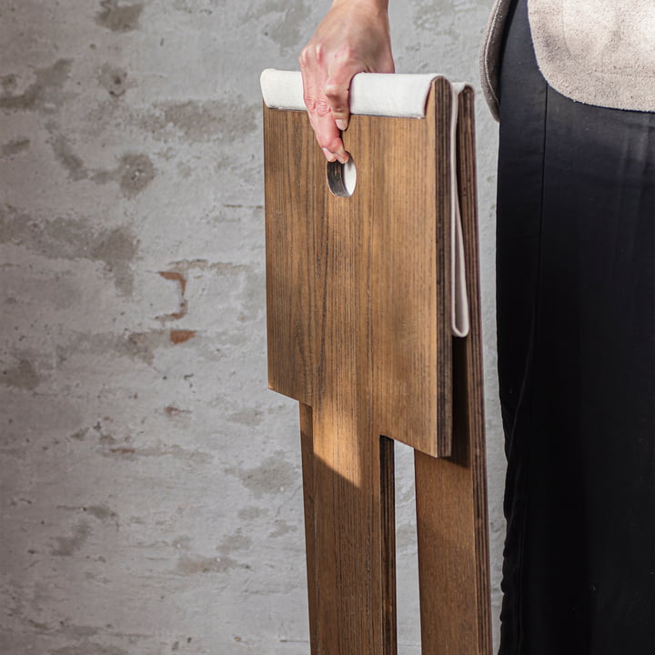 Mette Ditmer - Roots folding stool, dark oiled oak veneer / canvas