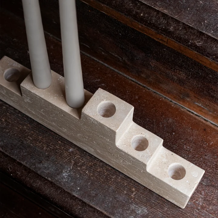 Mette Ditmer - Step candle holder, six travertine, linen