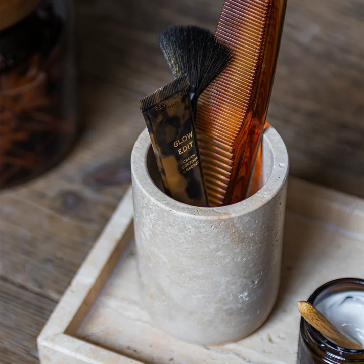 Mette Ditmer - Travertine toothbrush tumbler, linen