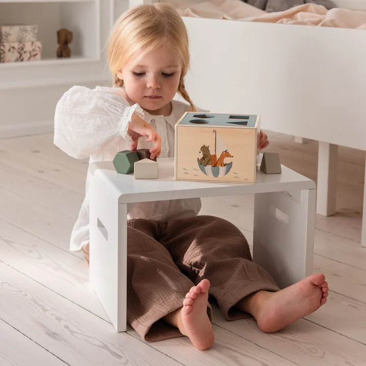 Sebra - Children's step stool, H 24 cm, white