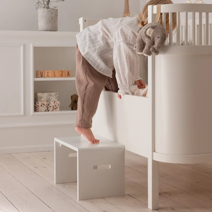 Sebra - Children's step stool, H 24 cm, white