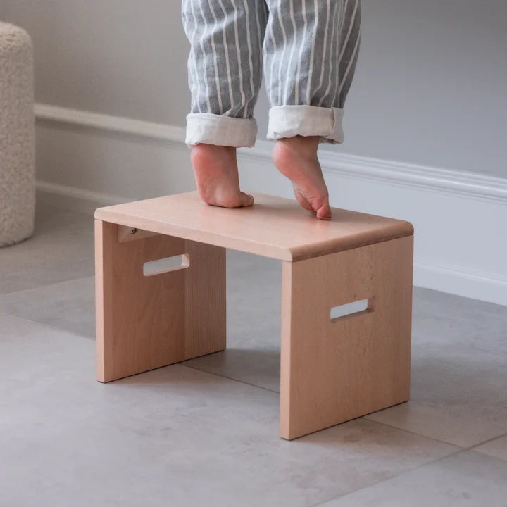 Sebra - Children's step stool, H 24 cm, Wooden Edition, natural beech
