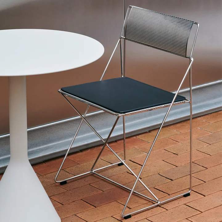 HAY - X-Line Chair, indoor, chrome-plated / chrome-plated with seat cushion