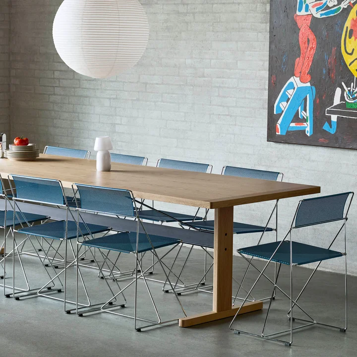 HAY - X-Line chair, indoor, chrome-plated / powder blue