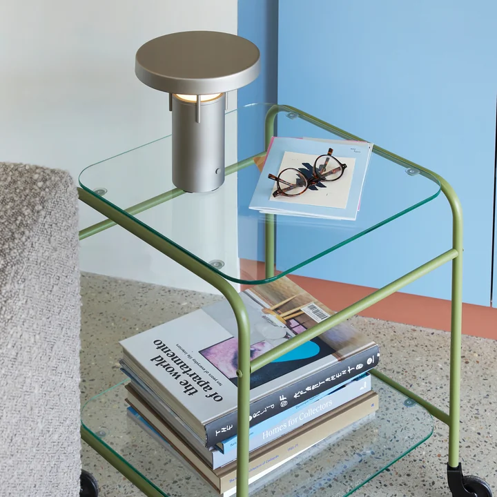 Hübsch Interior - Zephyr serving trolley with castors, green