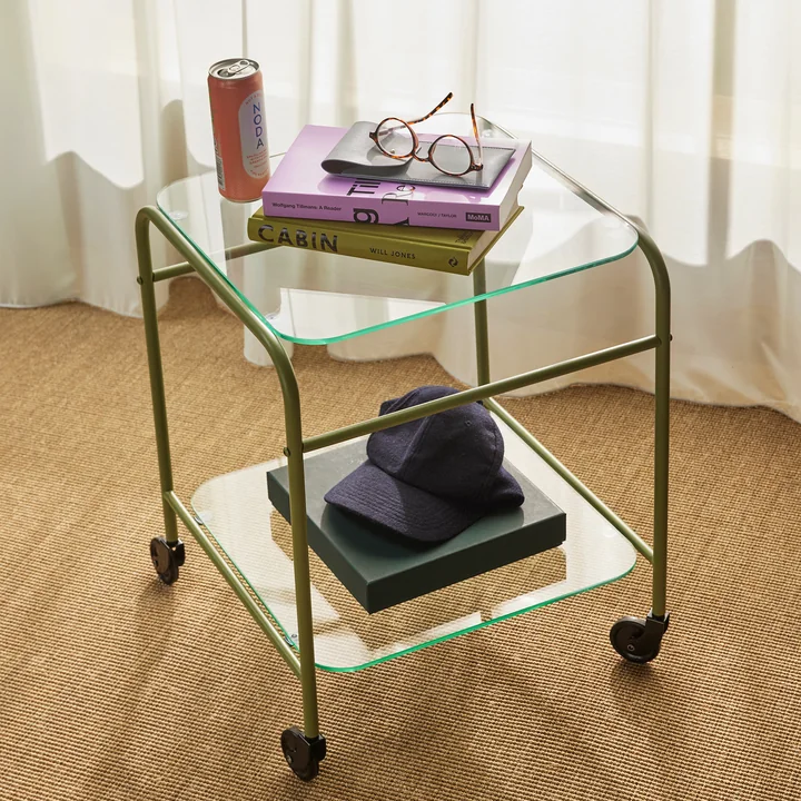Hübsch Interior - Zephyr serving trolley with castors, green