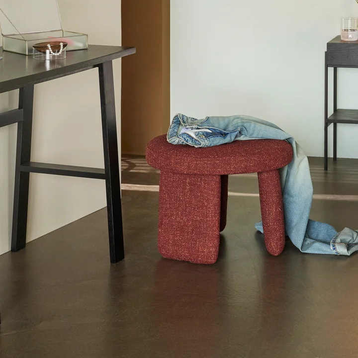 Hübsch Interior - Rocco pouf, red