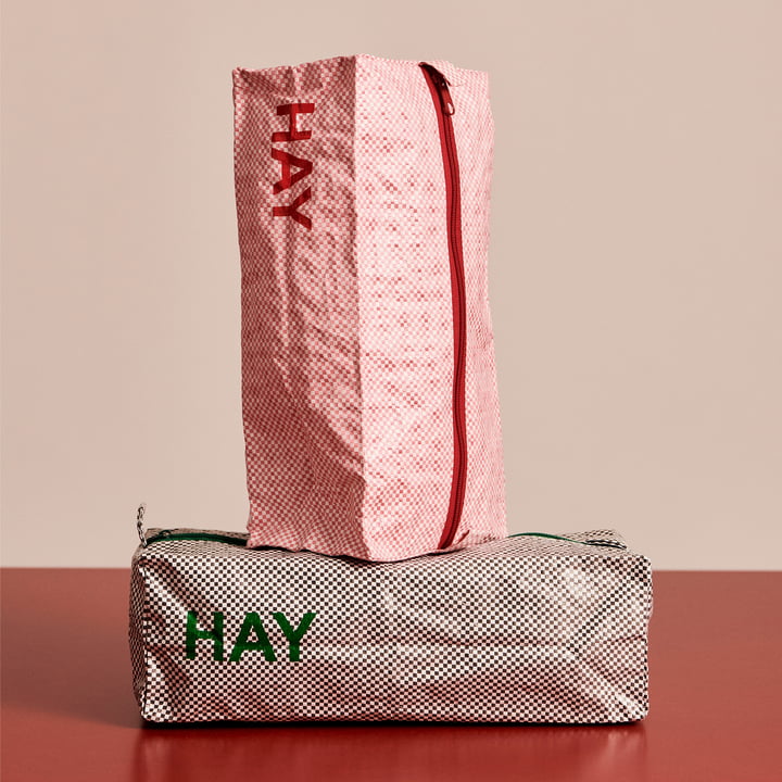 HAY - Candy Mono Toiletry bag, box, gray and light pink