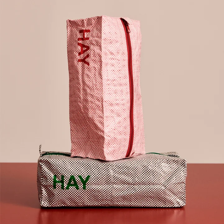 HAY - Candy Mono Toiletry bag, box, gray and light pink