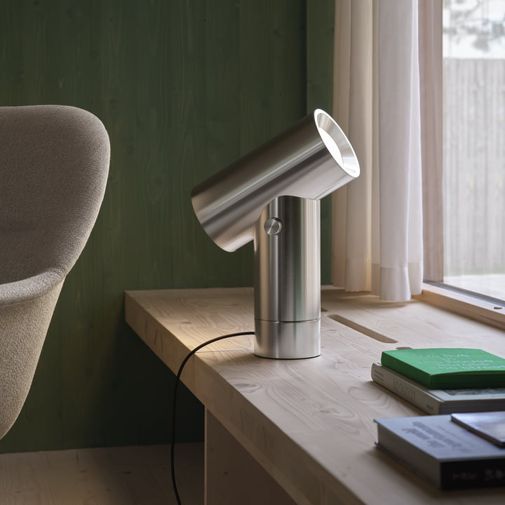 Muuto - Beam LED table lamp, polished aluminum, H 45.4 cm