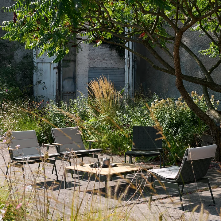 & Tradition - Ville AV50 Outdoor Coffee table, 90 x 90cm, teak / bronze green