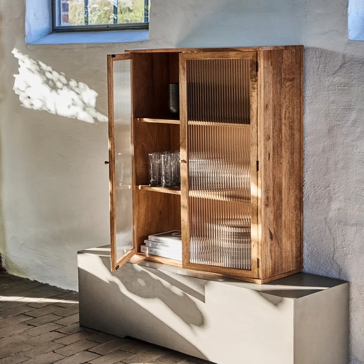 House Doctor - Balance wall shelf incl. glass doors, H 100 x 80 cm, antique brown