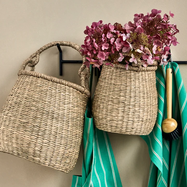 House Doctor - Cesta storage basket M, natural seagrass (set of 2)