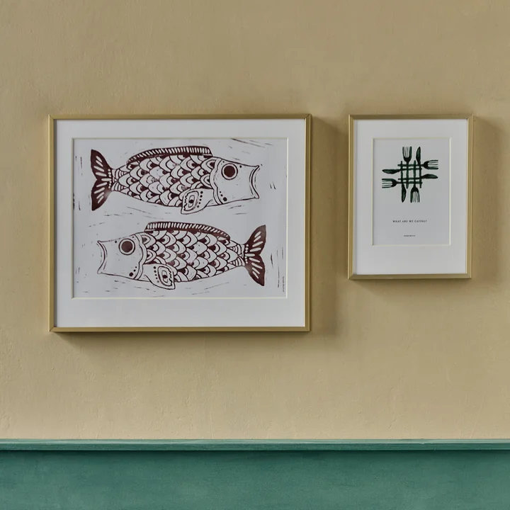 House Doctor - Fish mural, 50 x 40 cm, bordeaux