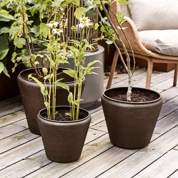 House Doctor - Funnel flower pot, brown (set of 3)