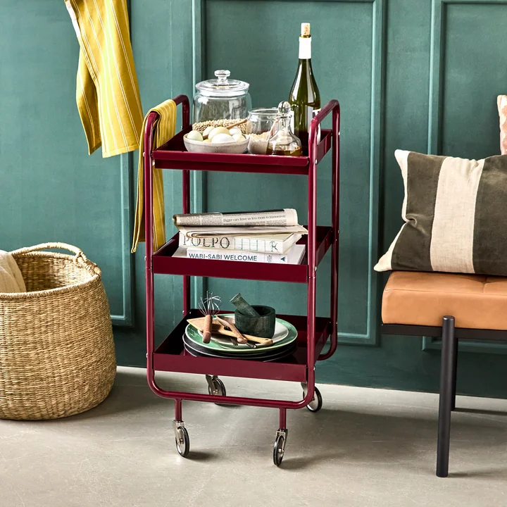 House Doctor - Roll serving trolley, bordeaux