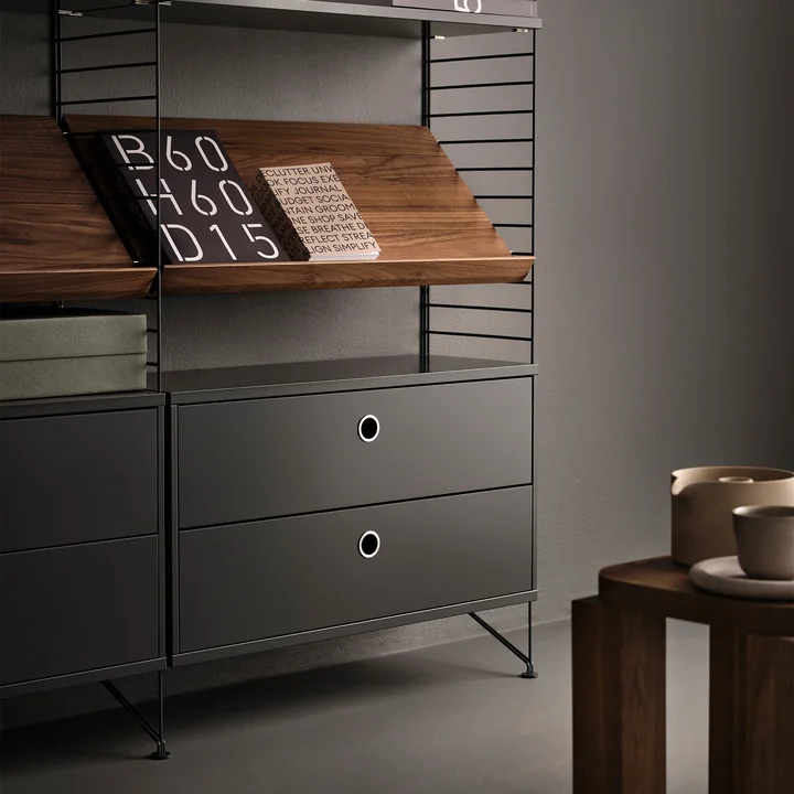 String - Cupboard module with drawers 78 x 30 cm, dark gray