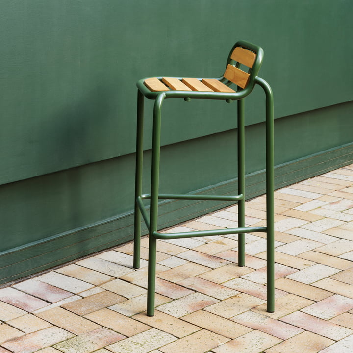 Normann Copenhagen - Vig bar stool, h 75 cm, dark green / robinia