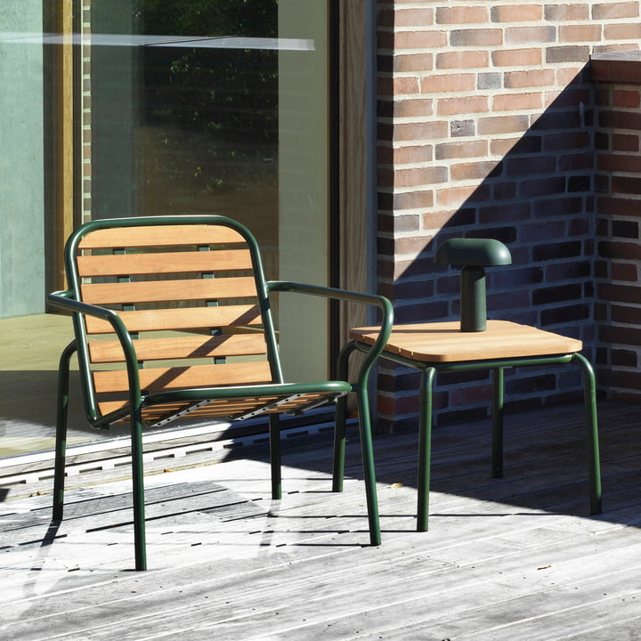 Normann Copenhagen - Vig Lounge chair, Vig Side table, dark green / robinia