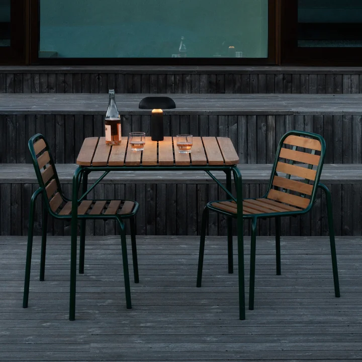 Normann Copenhagen - Vig Chair, Vig table, dark green / robinia