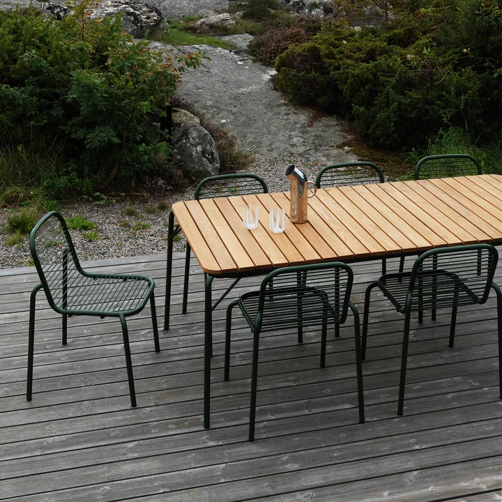 Normann Copenhagen - Vig Table, 90 x 200 cm, dark green / robinia, Vig Chair, dark green