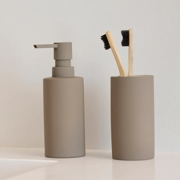 Zone Denmark - Solo Soap dispenser and toothbrush tumbler, taupe