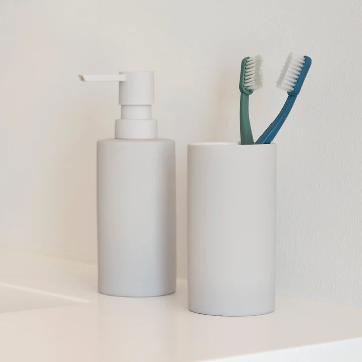 Zone Denmark - Solo Toothbrush tumbler and soap dispenser, soft gray