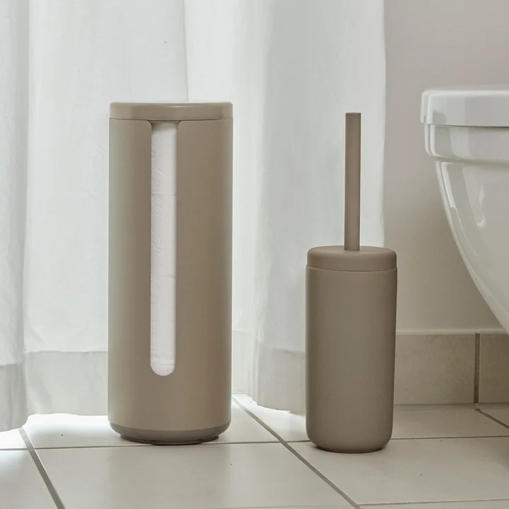 Zone Denmark - Toilet roll holder and toilet brush, brown