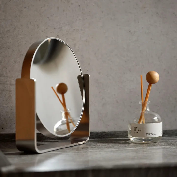 Zone Denmark - Ume Table mirror, 5 x magnification, steel