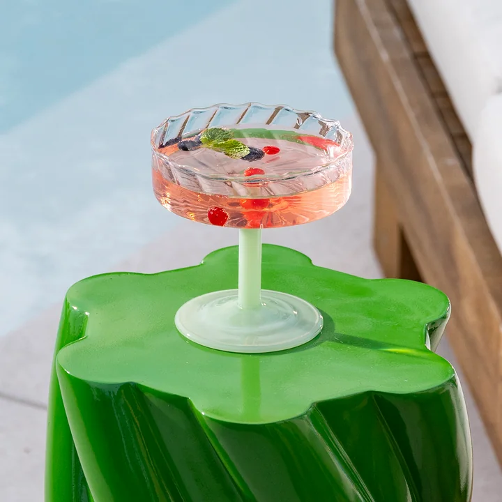 & klevering - Coupe Twirl champagne glass, green (set of 2)