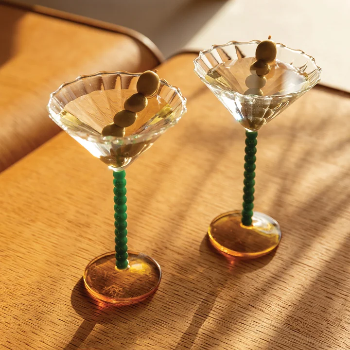 & klevering - Coupe Perle cocktail glass, green (set of 2)