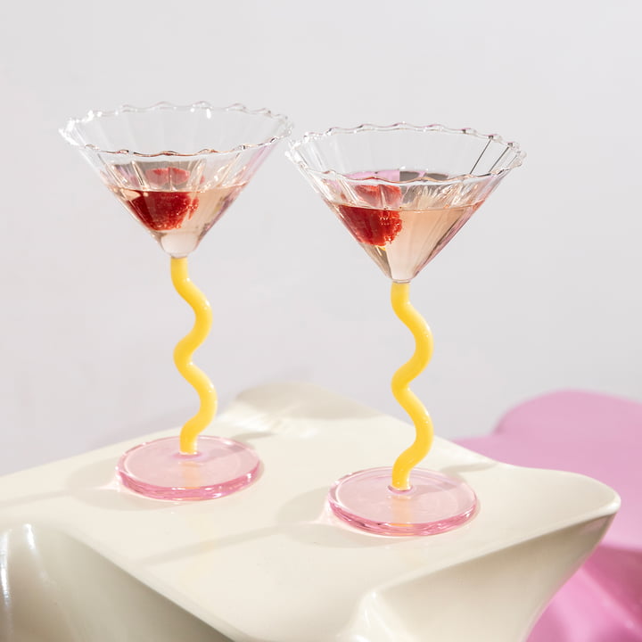 & klevering - Coupe Curve cocktail glass, caramel (set of 2)