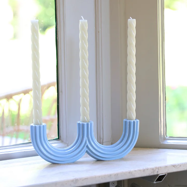 & klevering - Churros Candle holder 27 x 4 x 9 cm, light blue
