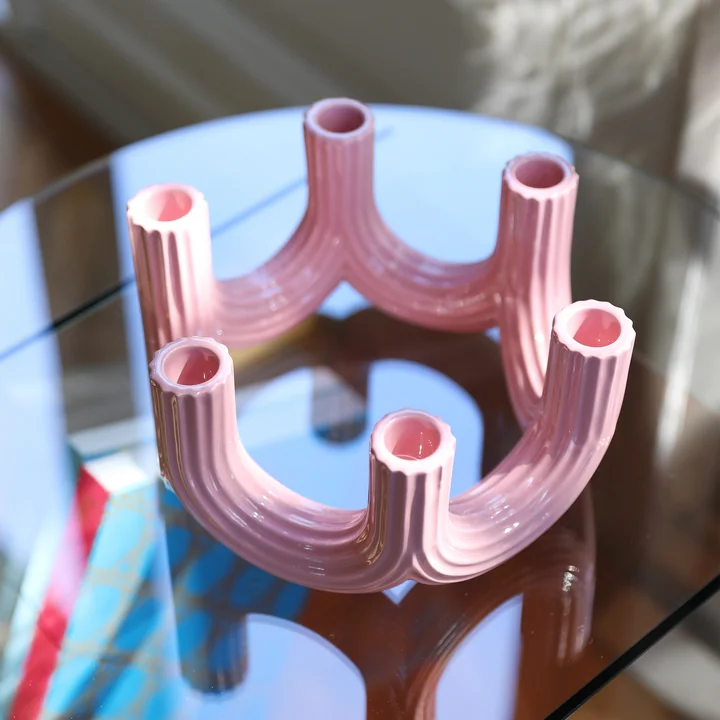 & klevering - Churros Candle holder 11 x Ø 23.5 cm, pink