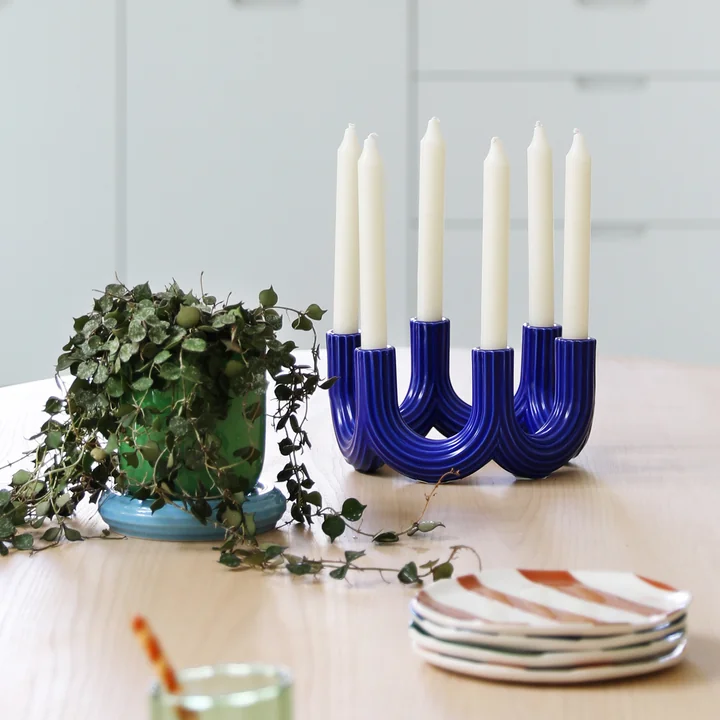 & klevering - Churros Candle holder 11 x Ø 23.5 cm, blue