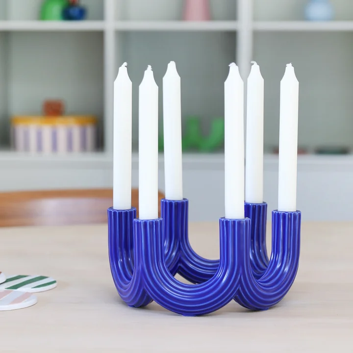 & klevering - Churros Candle holder 11 x Ø 23.5 cm, blue