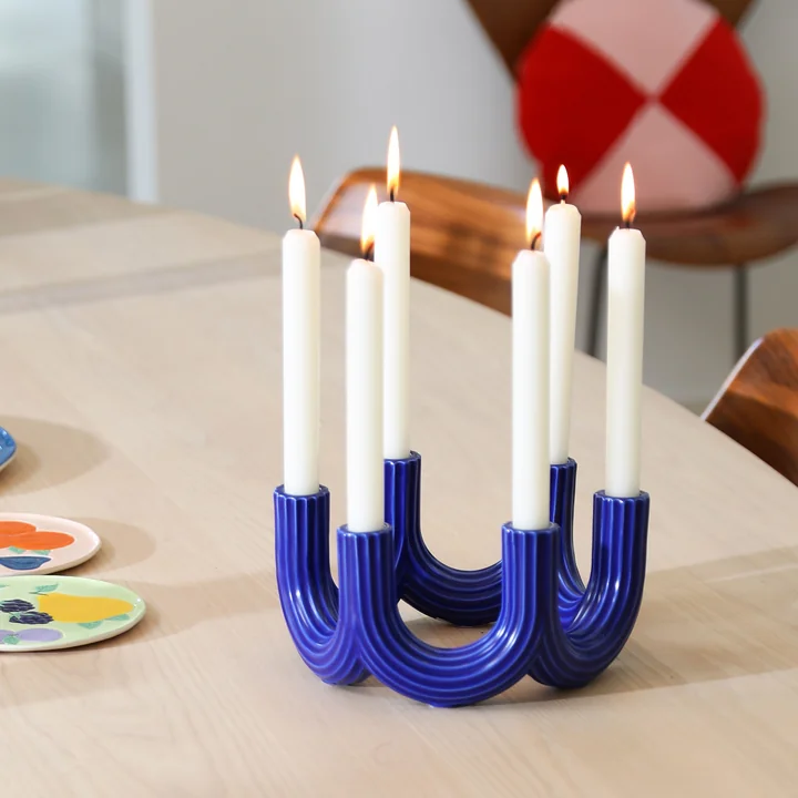 & klevering - Churros Candle holder 11 x Ø 23.5 cm, blue