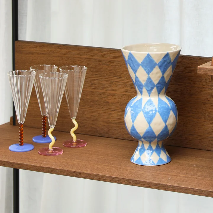 & klevering - Rhombic vase, blue