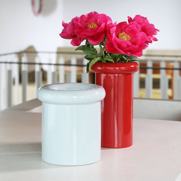 & klevering - Turban vase, mist and burgundy
