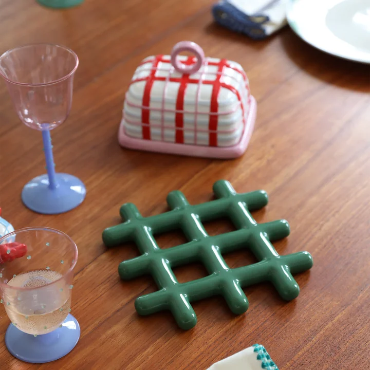 & klevering - Plaid Butter dish, pink