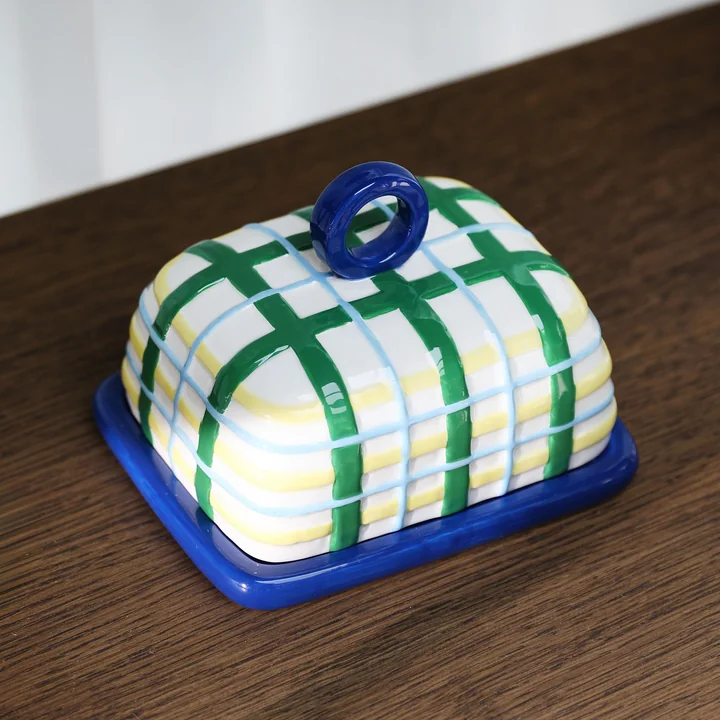& klevering - Plaid Butter dish, blue