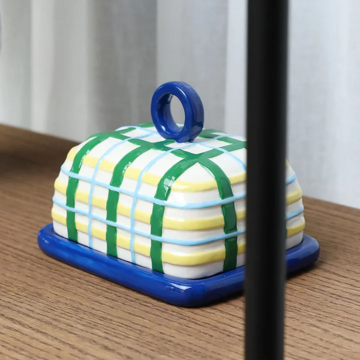 & klevering - Plaid Butter dish, blue