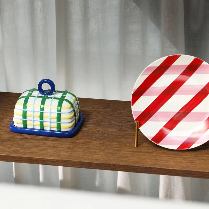 & klevering - Plaid Butter dish, blue, Bliss plate