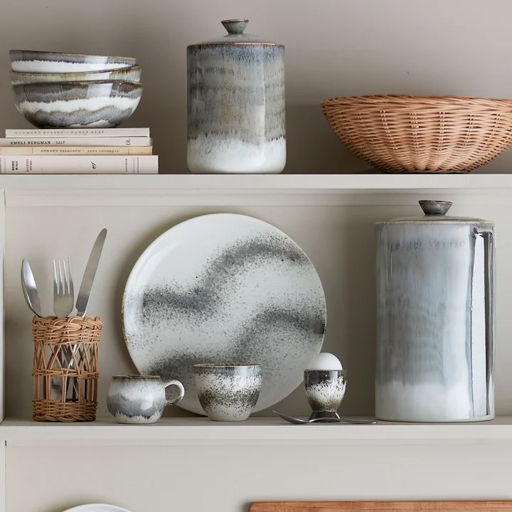 Bloomingville - Paula storage jar, 1.3 L, gray / multicolored