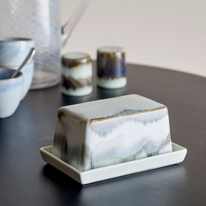Bloomingville - Paula butter dish, gray / multicolored