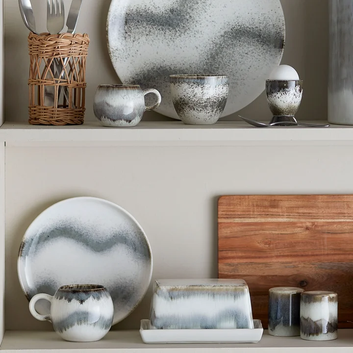 Bloomingville - Paula butter dish, gray / multicolored